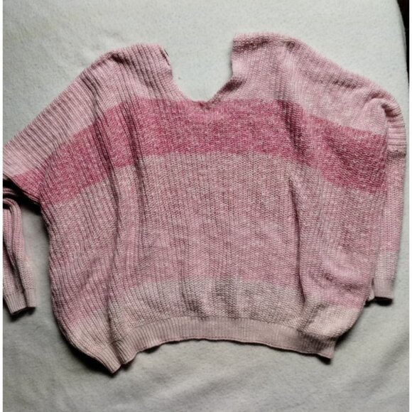 Rue21 Women's L/XL Pink Striped‎ Color Block Sweater With V-Neck & Long Sleeve - Picture 2 of 10
